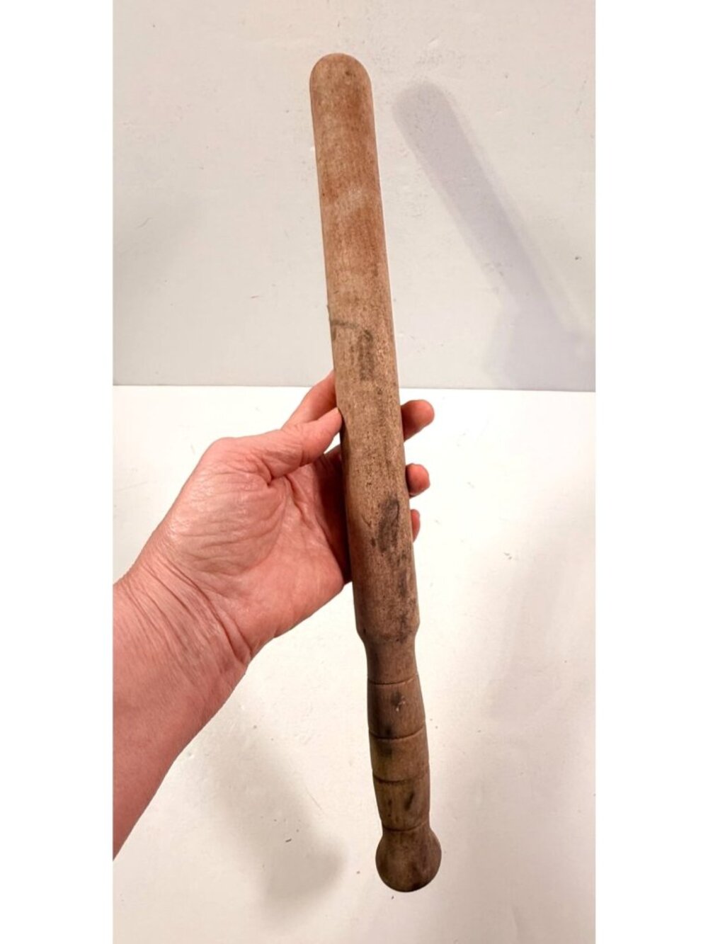 Vintage Primitive Wood Pestle Masher Kitchen Tool Used 16” Farmhouse Country Dec
